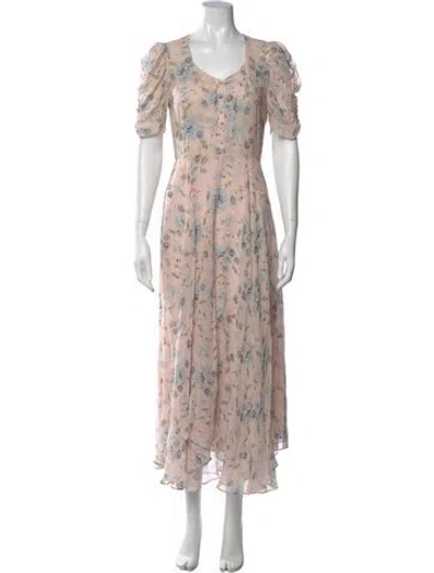 Pre-owned Loveshackfancy Silk Long Dress In Pink