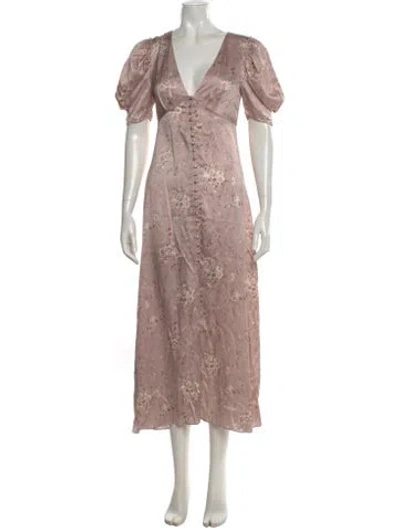 Pre-owned Loveshackfancy Silk Long Dress In Pink