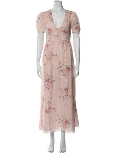 Pre-owned Loveshackfancy Silk Long Dress In Pink