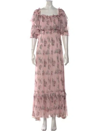Pre-owned Loveshackfancy Silk Long Dress In Pink