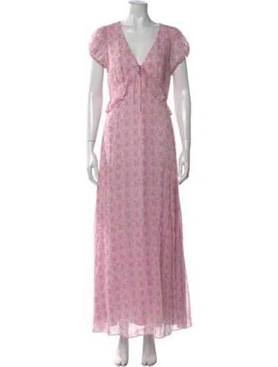 Pre-owned Loveshackfancy Silk Long Dress In Pink