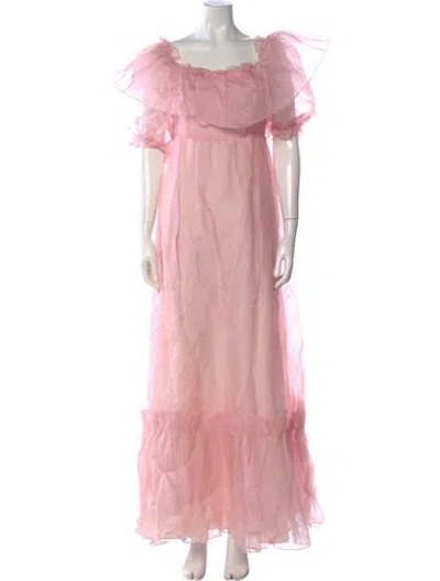 Pre-owned Loveshackfancy Silk Long Dress In Pink