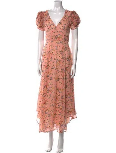 Pre-owned Loveshackfancy Silk Long Dress In Pink