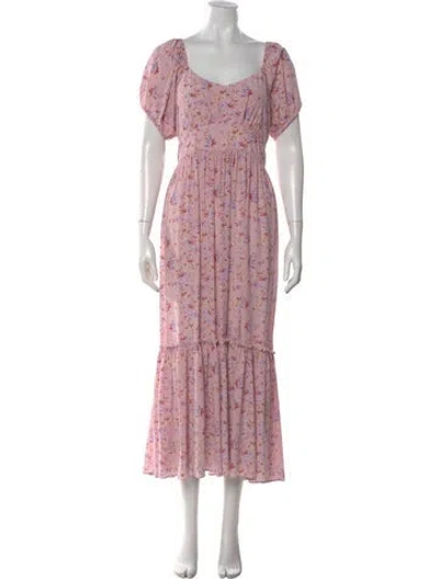 Pre-owned Loveshackfancy Silk Long Dress In Pink
