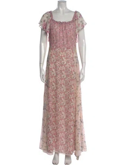Pre-owned Loveshackfancy Silk Long Dress In Pink