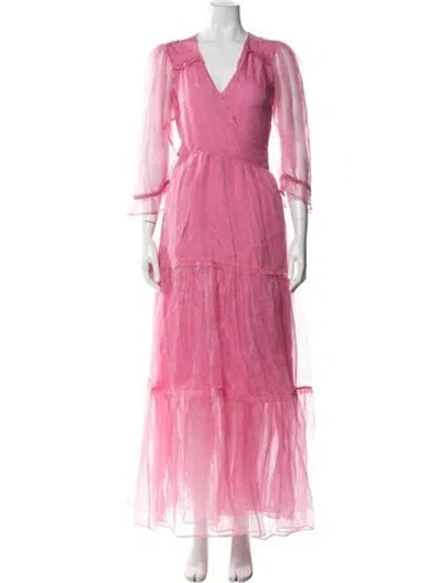 Pre-owned Loveshackfancy Silk Long Dress In Pink