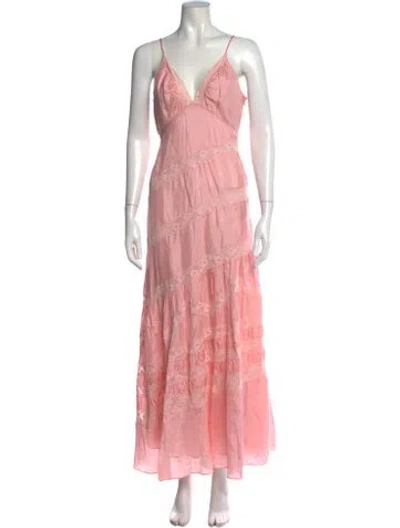 Pre-owned Loveshackfancy Silk Long Dress In Pink