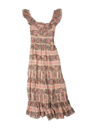 Pre-owned Loveshackfancy Silk Long Dress In Pink