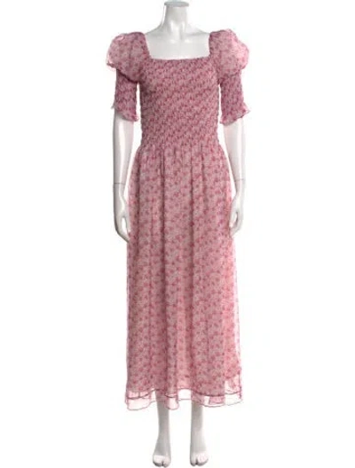 Pre-owned Loveshackfancy Silk Long Dress In Pink