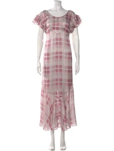 Pre-owned Loveshackfancy Silk Long Dress In Pink