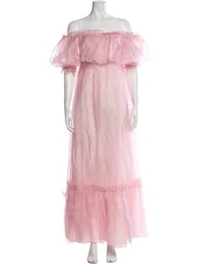 Pre-owned Loveshackfancy Silk Long Dress In Pink
