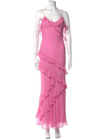 Pre-owned Loveshackfancy Silk Long Dress In Pink