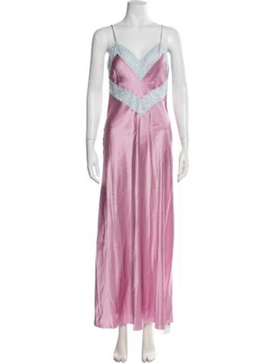 Pre-owned Loveshackfancy Silk Long Dress In Pink