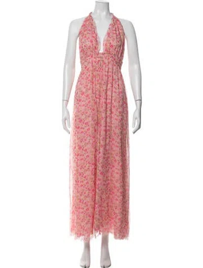 Pre-owned Loveshackfancy Silk Long Dress In Pink
