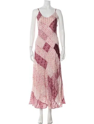 Pre-owned Loveshackfancy Silk Long Dress In Pink