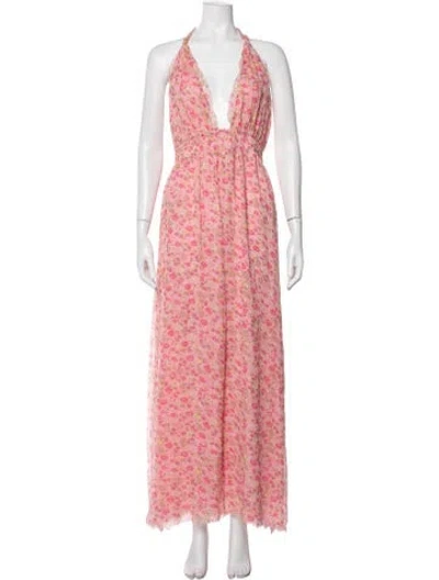 Pre-owned Loveshackfancy Silk Long Dress In Pink