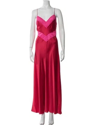 Pre-owned Loveshackfancy Silk Long Dress In Red