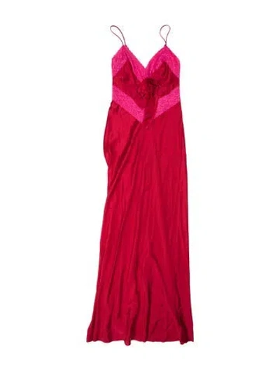Pre-owned Loveshackfancy Silk Long Dress In Red