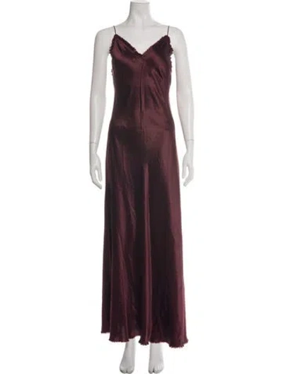 Pre-owned Loveshackfancy Silk Long Dress In Red