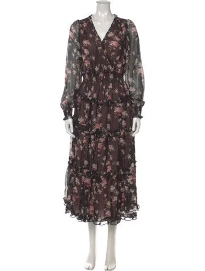 Pre-owned Loveshackfancy Silk Long Dress W/ Tags In Black