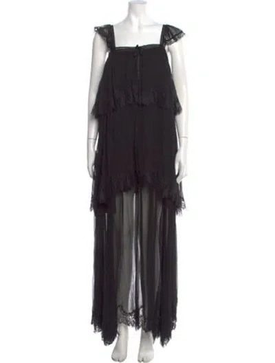 Pre-owned Loveshackfancy Silk Long Dress W/ Tags In Black