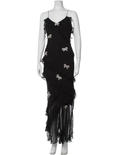 Pre-owned Loveshackfancy Silk Long Dress W/ Tags In Black