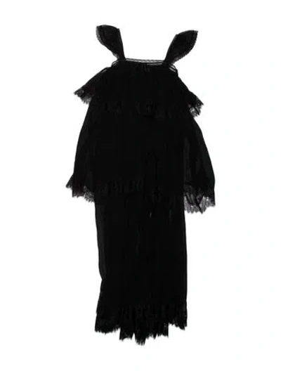 Pre-owned Loveshackfancy Silk Long Dress W/ Tags In Black