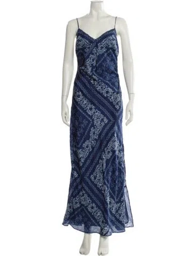 Pre-owned Loveshackfancy Silk Long Dress W/ Tags In Blue