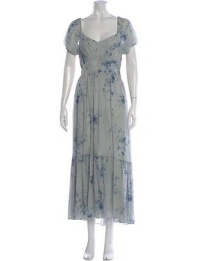 Pre-owned Loveshackfancy Silk Long Dress W/ Tags In Blue