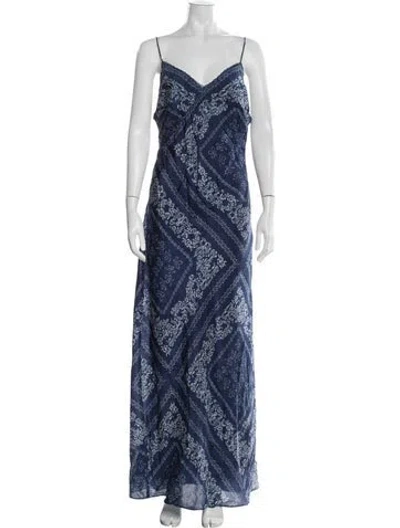 Pre-owned Loveshackfancy Silk Long Dress W/ Tags In Blue
