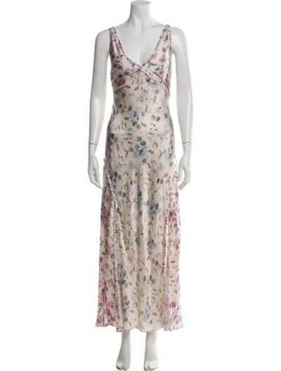 Pre-owned Loveshackfancy Silk Long Dress W/ Tags In Multi
