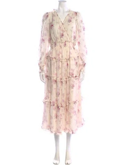 Pre-owned Loveshackfancy Silk Long Dress W/ Tags In Pink