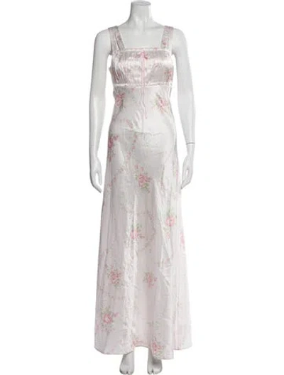 Pre-owned Loveshackfancy Silk Long Dress W/ Tags In Pink