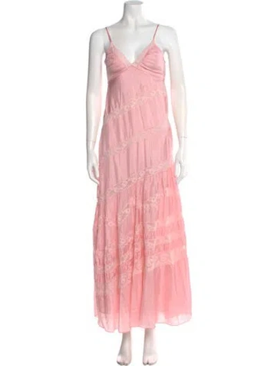Pre-owned Loveshackfancy Silk Long Dress W/ Tags In Pink