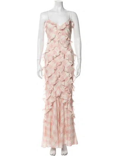Pre-owned Loveshackfancy Silk Long Dress W/ Tags In Pink