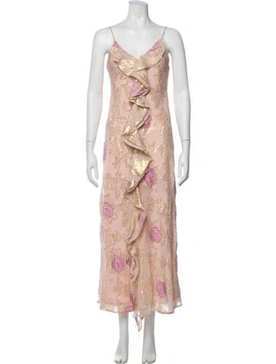 Pre-owned Loveshackfancy Silk Long Dress W/ Tags In Pink