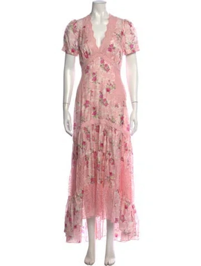 Pre-owned Loveshackfancy Silk Long Dress W/ Tags In Pink