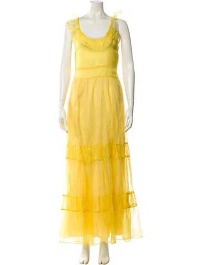 Pre-owned Loveshackfancy Silk Long Dress W/ Tags In Yellow
