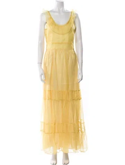 Pre-owned Loveshackfancy Silk Long Dress W/ Tags In Yellow