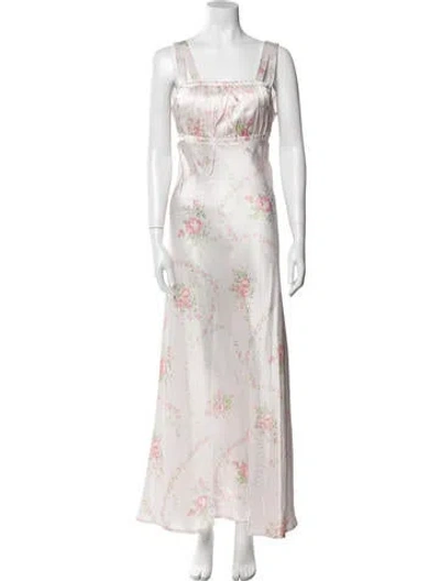 Pre-owned Loveshackfancy Silk Long Dress In White
