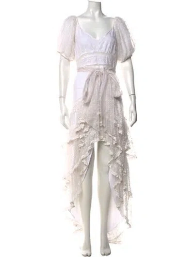 Pre-owned Loveshackfancy Silk Long Dress In White