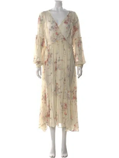 Pre-owned Loveshackfancy Silk Long Dress In Yellow