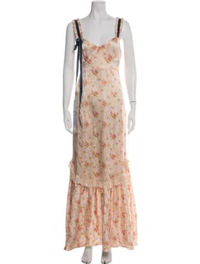 Pre-owned Loveshackfancy Silk Long Dress In Yellow