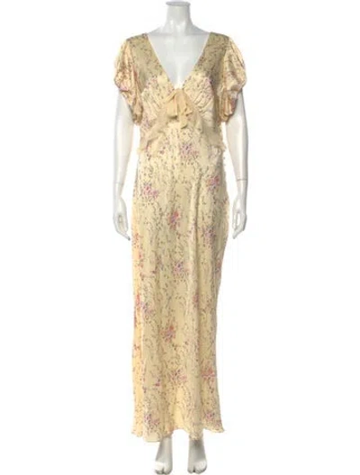 Pre-owned Loveshackfancy Silk Long Dress In Yellow