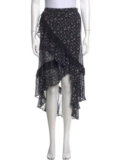 Pre-owned Loveshackfancy Silk Long Skirt In Black