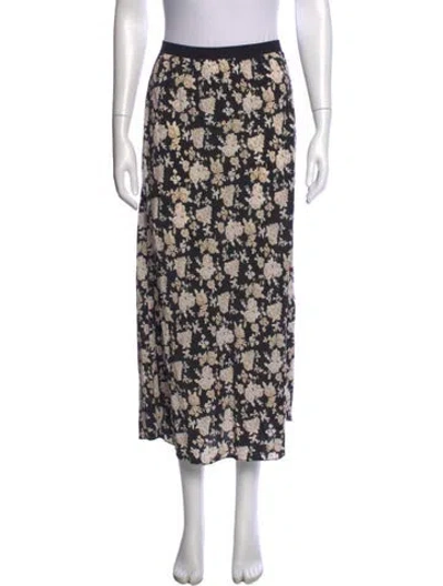 Pre-owned Loveshackfancy Silk Long Skirt In Black/white