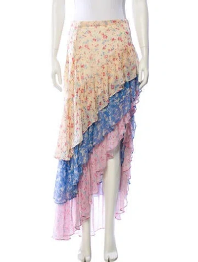 Pre-owned Loveshackfancy Silk Long Skirt In Neutral