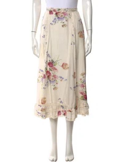 Pre-owned Loveshackfancy Silk Long Skirt In Neutral