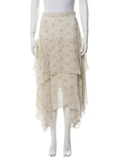 Pre-owned Loveshackfancy Silk Long Skirt In Neutrals