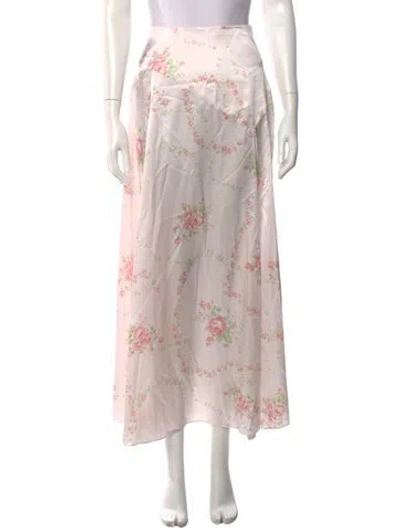 Pre-owned Loveshackfancy Silk Long Skirt In Pink
